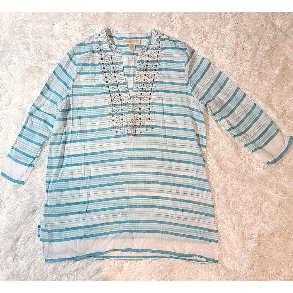 Michael Kors Blue and White Striped Tunic